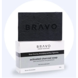 Activated Charcoal Soap with Niacinamide and Glutathione | Bravo Expert Skincare